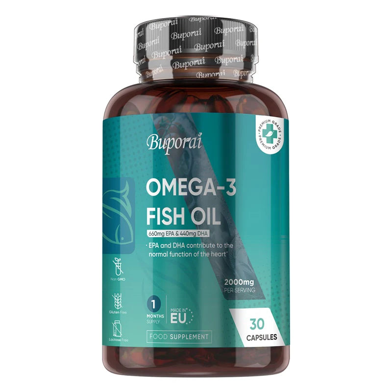 Omega 3 Fish Oil 2000mg - Helps Maintain Normal Brain Function and Healthy Vision, Boosts Natural Energy and Improves Immunity