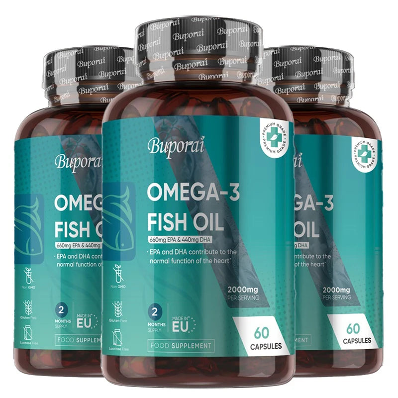 Omega 3 Fish Oil 2000mg - Helps Maintain Normal Brain Function and Healthy Vision, Boosts Natural Energy and Improves Immunity
