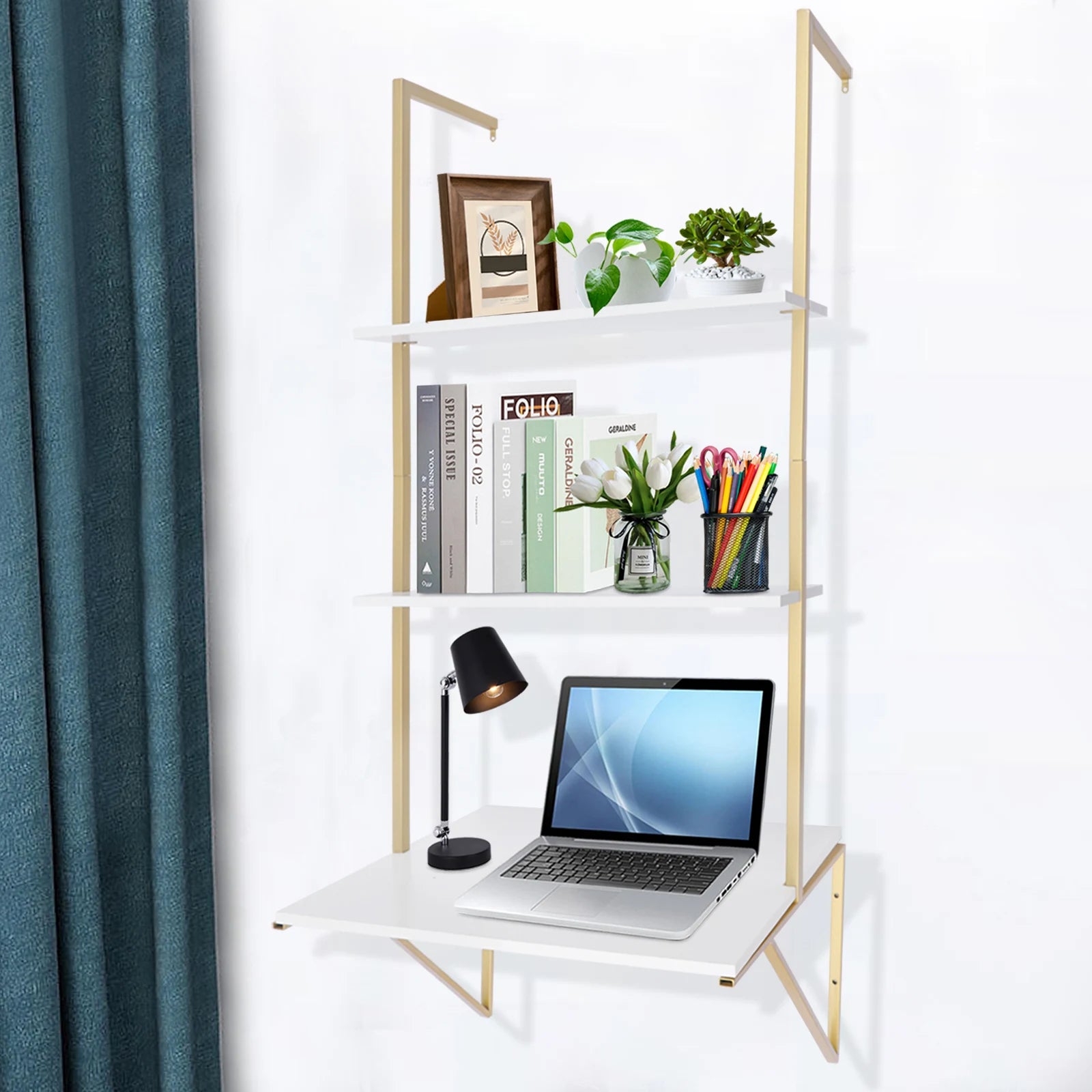 3 Tier Floating Shelves Desk