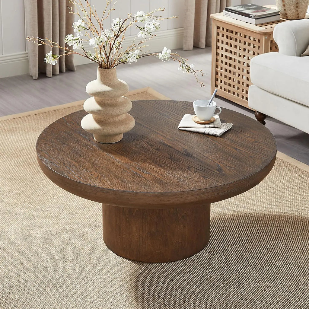 Wood Pedestal Coffee Table