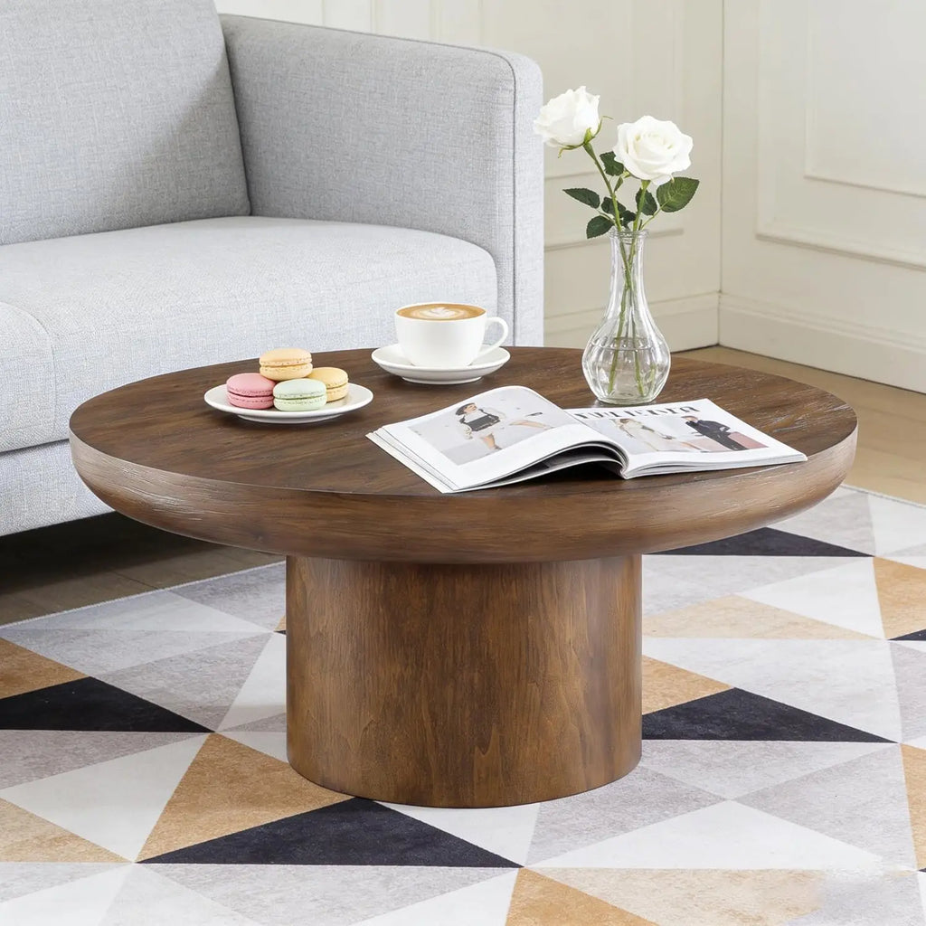 Wood Pedestal Coffee Table