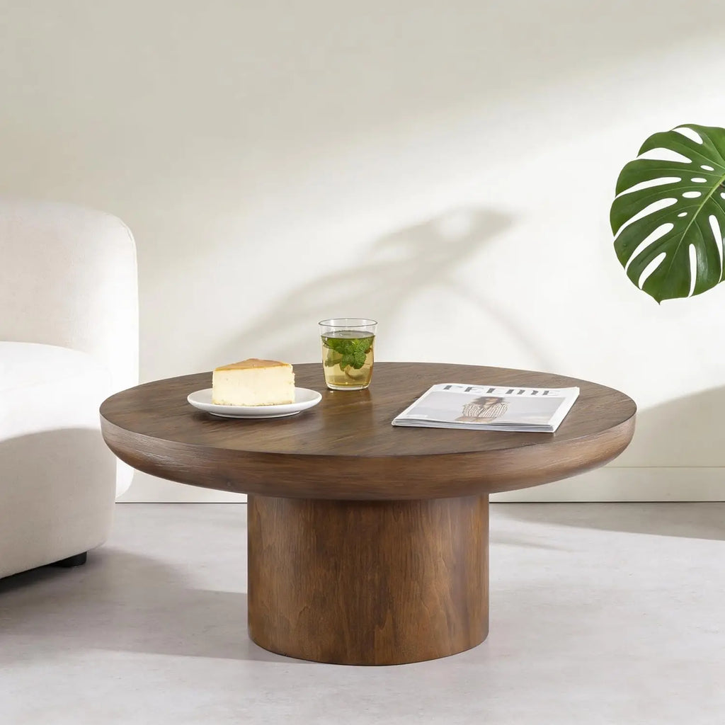 Wood Pedestal Coffee Table