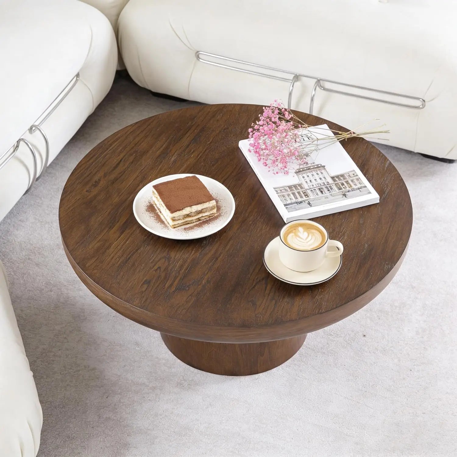 Wood Pedestal Coffee Table