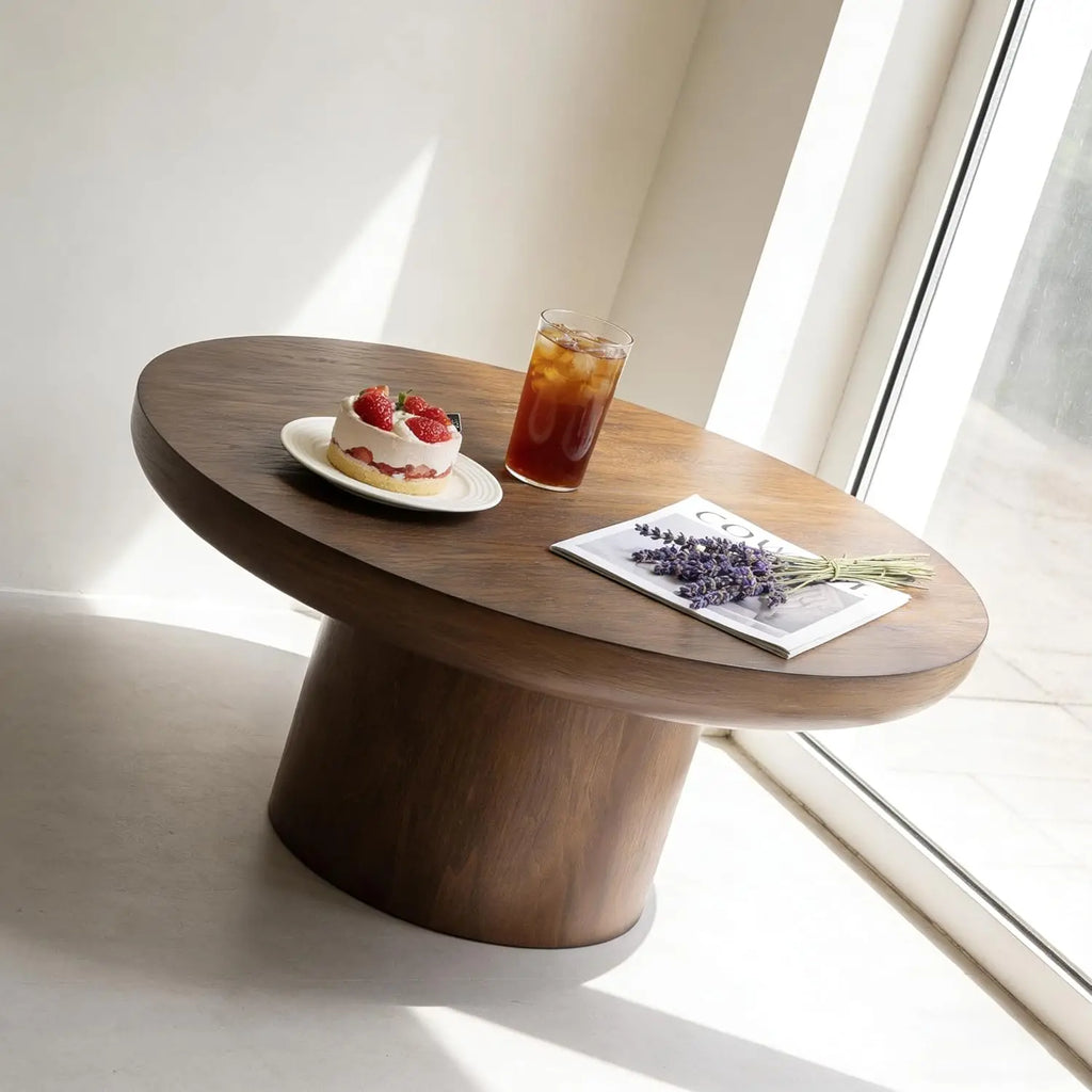 Wood Pedestal Coffee Table