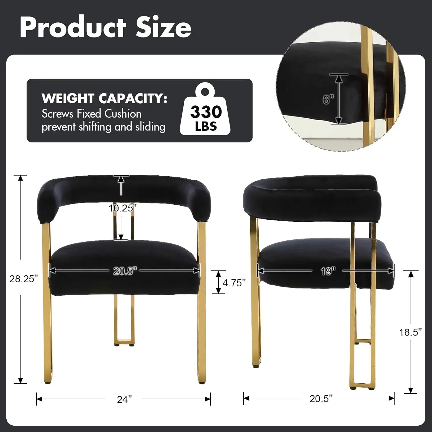 Black and Gold Modern Dining Chairs