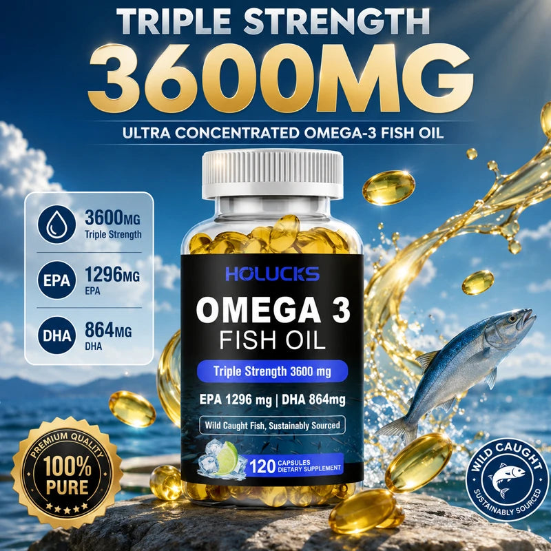 Omega 3 Fish Oil Supplement, with EPA & DHA, Support Brain & Cardiovascular Health, Antioxidant, for Skin Health