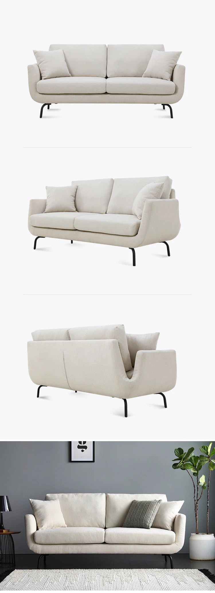 White Living Room 2 Seater