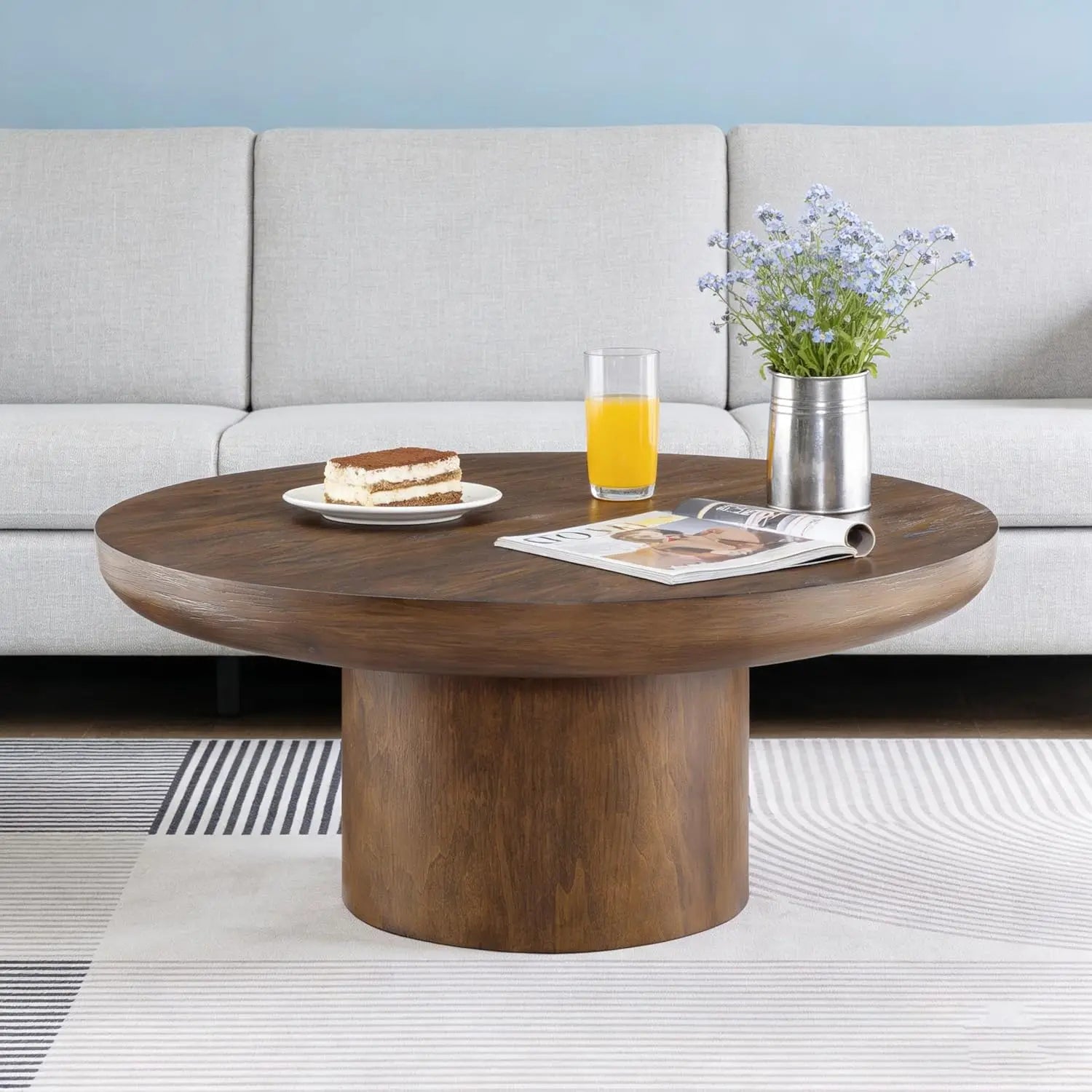 Wood Pedestal Coffee Table