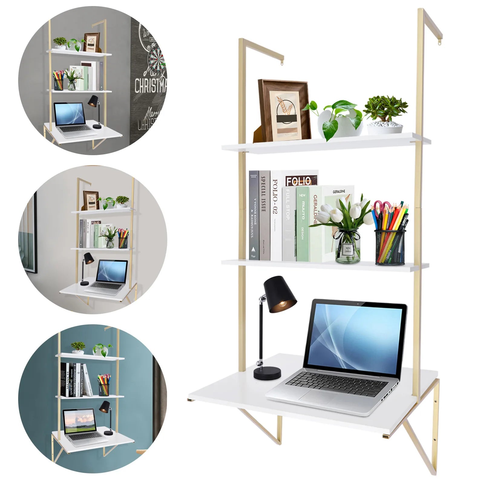 3 Tier Floating Shelves Desk