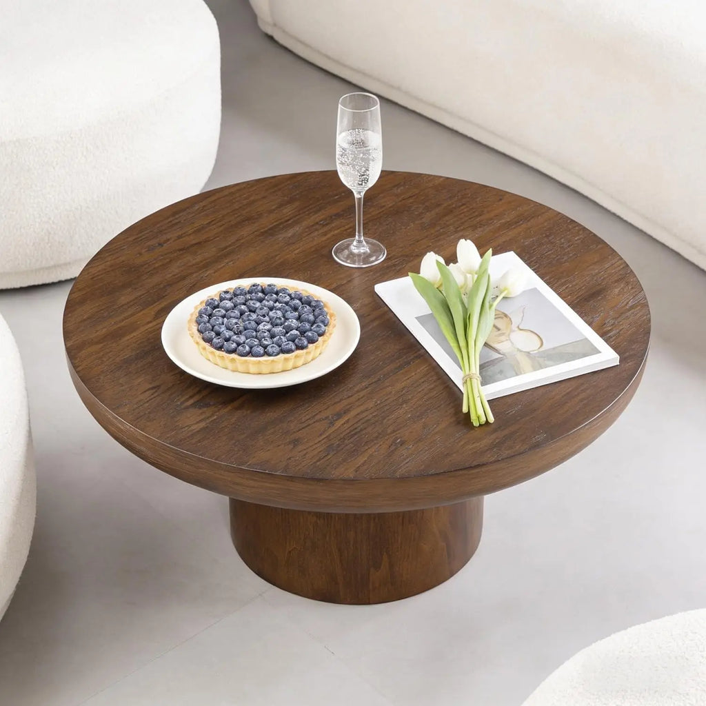 Wood Pedestal Coffee Table