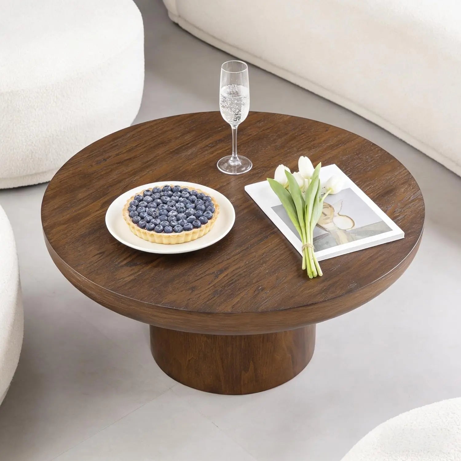 Wood Pedestal Coffee Table