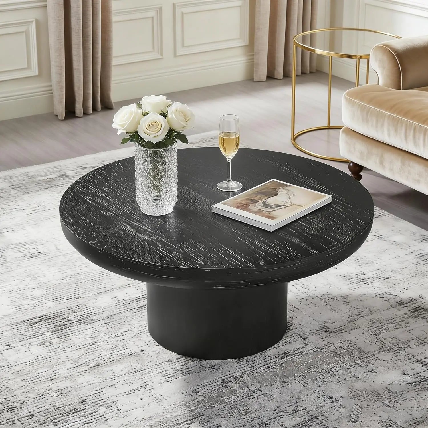 Wood Pedestal Coffee Table