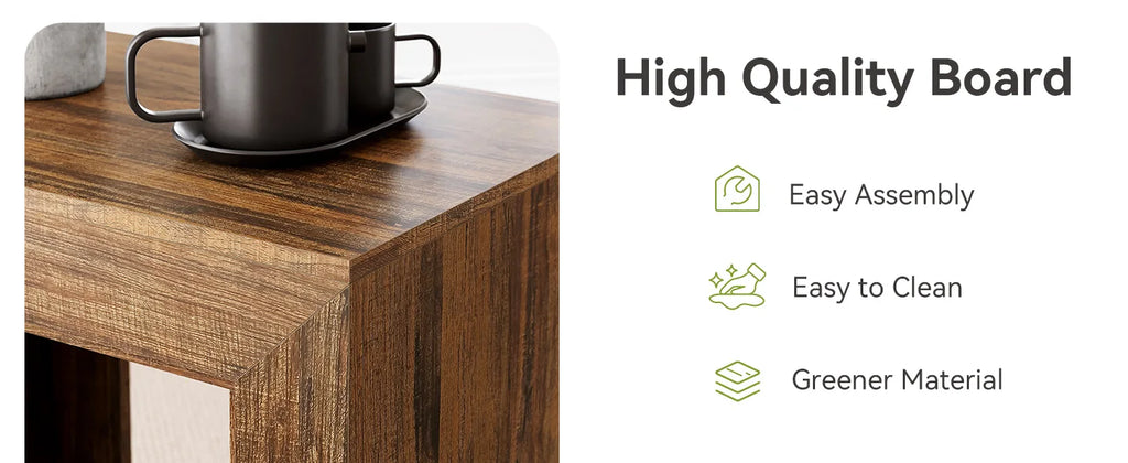 Wooden Square Side Table with Storage