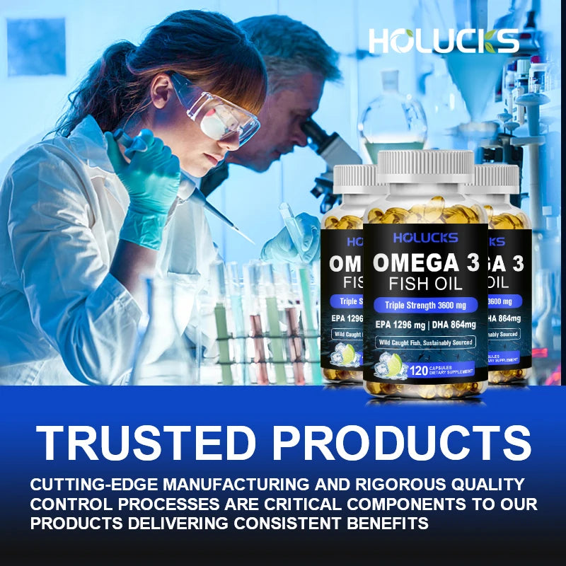 Omega 3 Fish Oil Supplement, with EPA & DHA, Support Brain & Cardiovascular Health, Antioxidant, for Skin Health